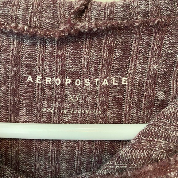 Aeropostle Cropped Ribbed Hooded Long Sleeve Shirt Purple Size XS - Picture 2 of 3